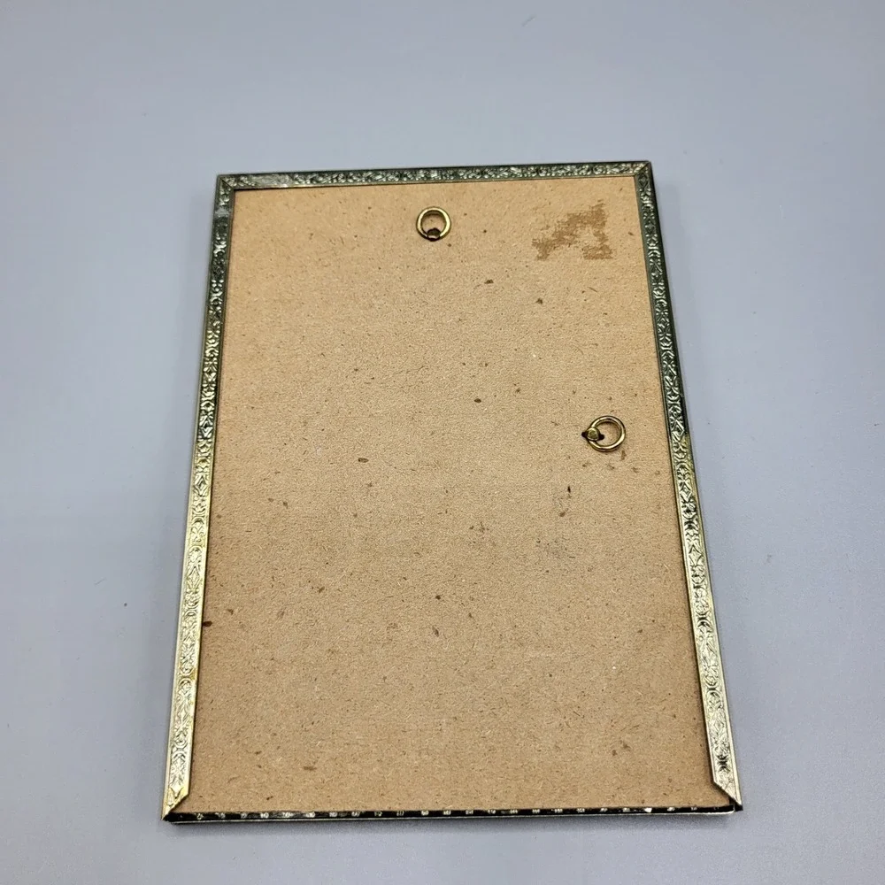 Vintage Picture Frame Ornate Beaded Floral Corner Metal Gold Tone 8